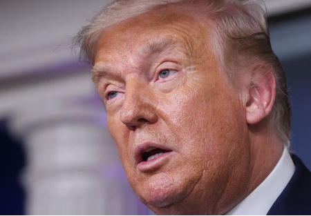 U.S. President Donald Trump addresses a coronavirus disease (COVID-19) pandemic briefing in the Brady Press Briefing Room of the White House in Washington, U.S., August 4, 2020. REUTERS/Jonathan Ernst