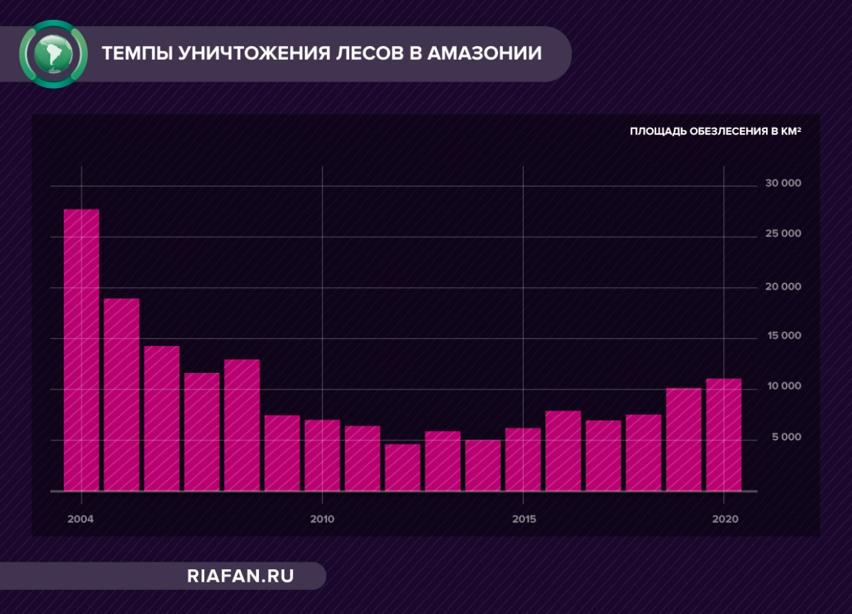 Темпы уничтожения лесов в Амазонии