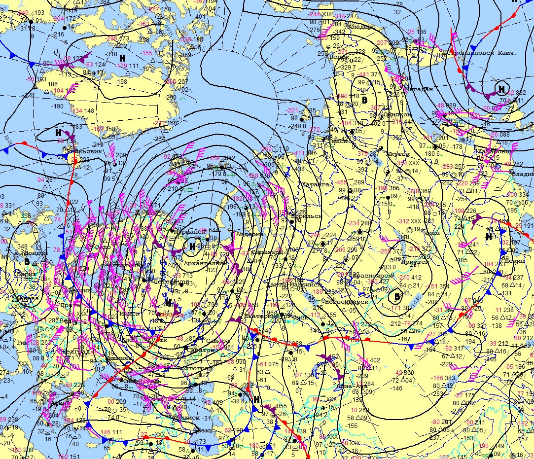 Синоптическая карта гидрометцентра