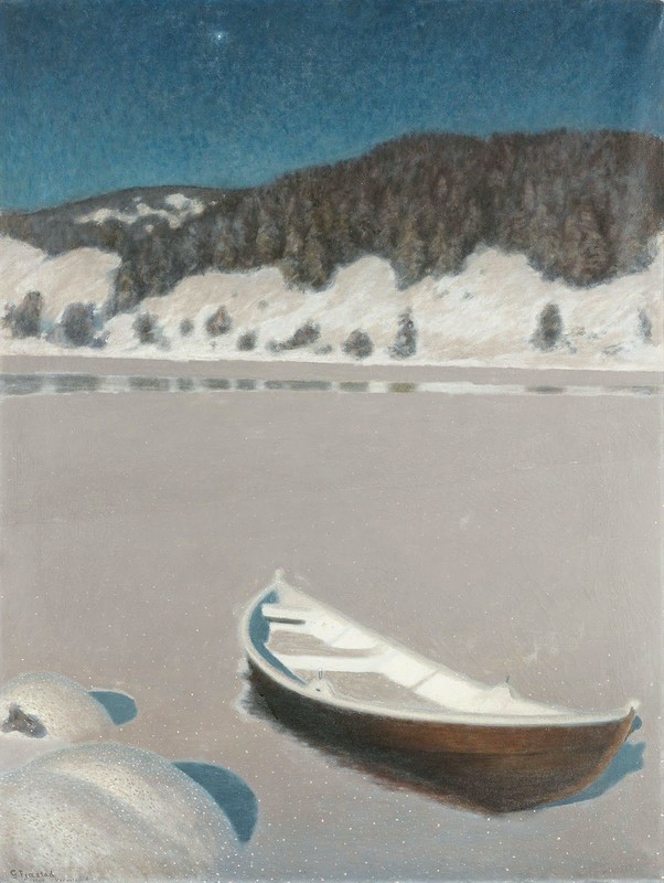 Gustaf Fjaestad. Зимняя ночь над замёрзшим озером. 1900.jpg