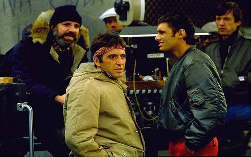 Аль Пачино и Брайн Де Пальма на съемках фильма «Лицо со шрамом». голливуд, за кадром, кино, фото