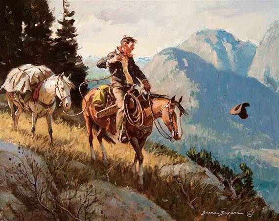 Автор знаменитой пин-ап Пышечки Хильды Дуэйн Брайерс рисовал отличные картины в стиле-ВЕСТЕРН. 