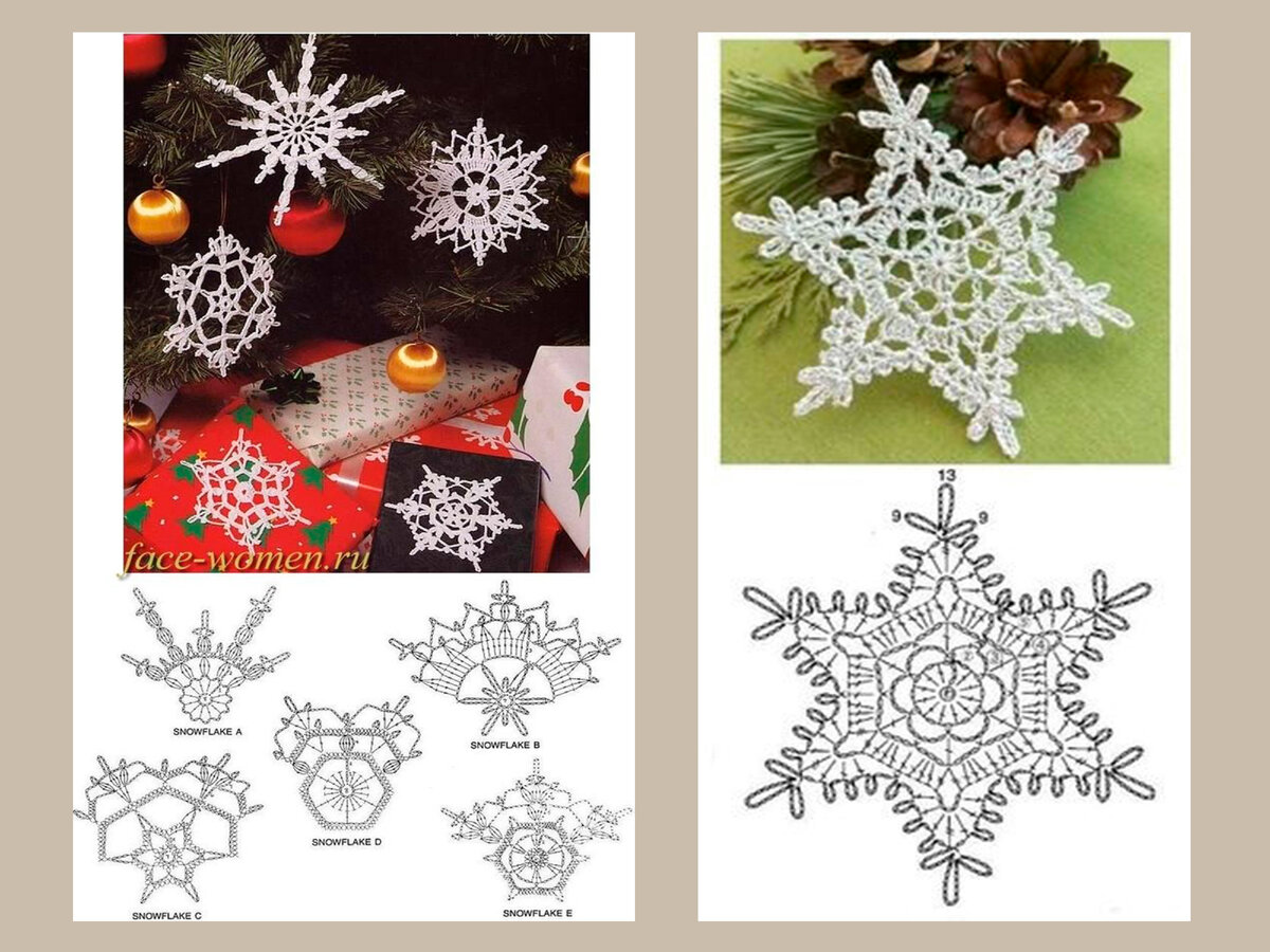 Универсальное украшение для Нового года: сказочные снежинки - схемы для новогоднего декора