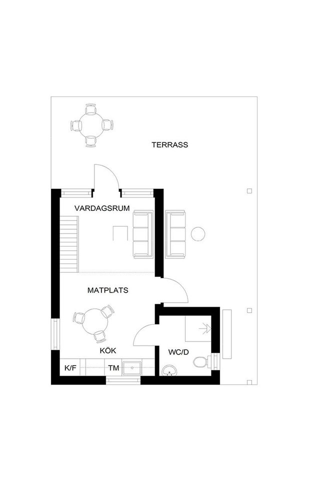 Хочу там жить: площадь этого домика — всего 33 м² здесь, всегда, площади, целый, Смотрите, наверху, стену, светлоПри, оформлении, спальни, того же, придерживались, окнам, принципа, проще, лучше, Ограничились, только кроватью, и парой, на всю