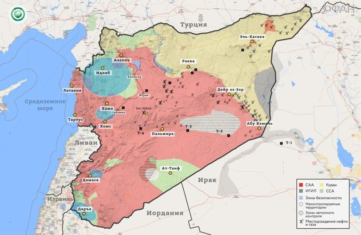 Карта военных действий в Сирии