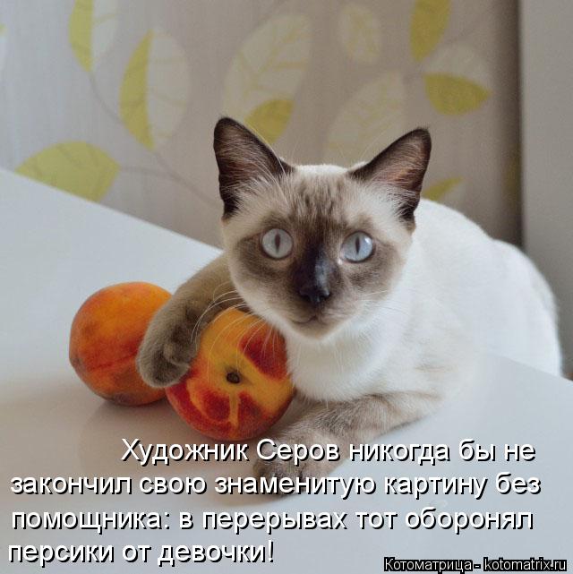 Котоматрица: Художник Серов никогда бы не закончил свою знаменитую картину без помощника: в перерывах тот оборонял персики от девочки! персики от девоч