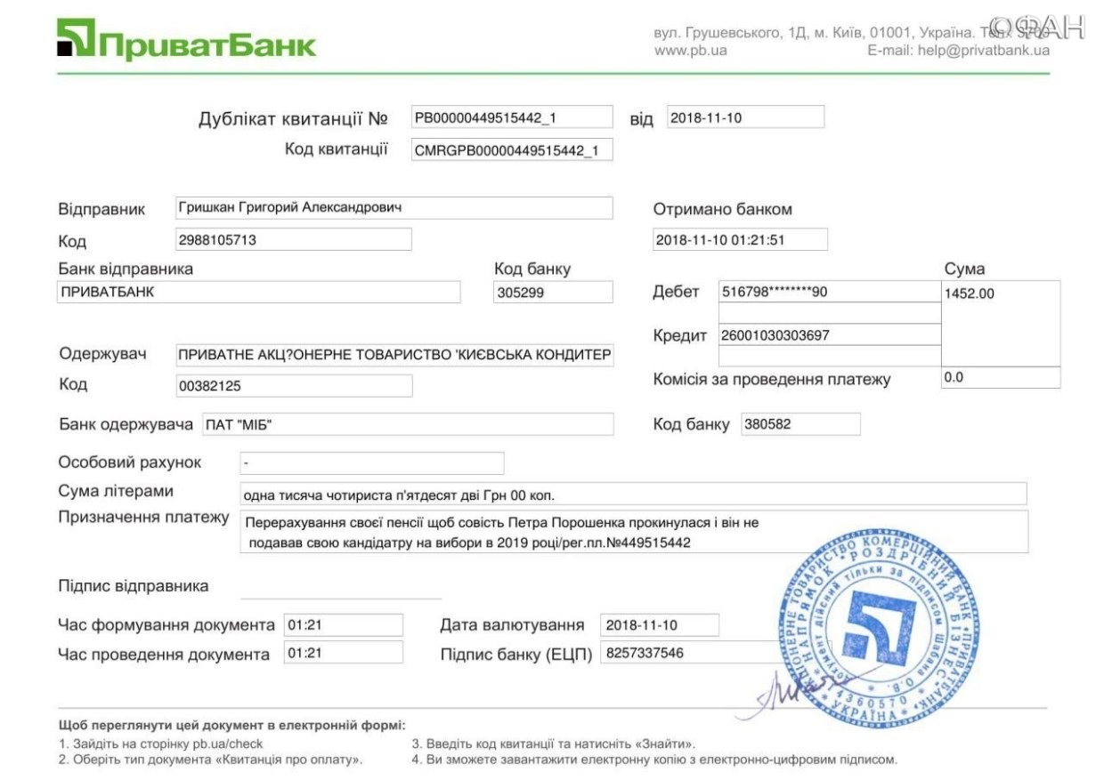 Образец выписки банка