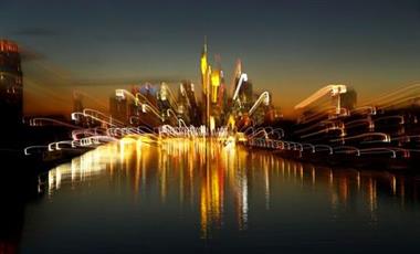 The skyline of the financial district is seen in early evening in Frankfurt, Germany, September 30, 2018. Picture is taken on slow shutter speed while zoomed. REUTERS/Kai Pfaffenbach 