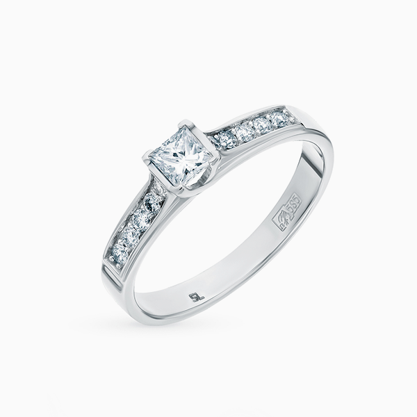 Помолвочное кольцо SL из коллекции «Бриллианты Якутии», белое золото, бриллианты