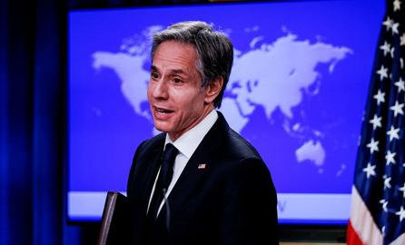Newly confirmed U.S. Secretary of State Antony Blinken concludes his first press briefing at the State Department in Washington, U.S., January 27, 2021. REUTERS/Carlos Barria/Pool