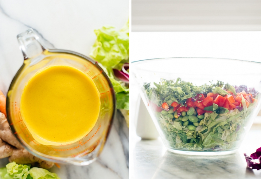 Рецепт яркого салата с морковно – имбирным дрессингом