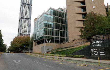 A general view show an empty street outside the Johannesburg Stock Exchange (JSE) in Sandton, South Africa, March 30, 2020. REUTERS/Siphiwe Sibeko