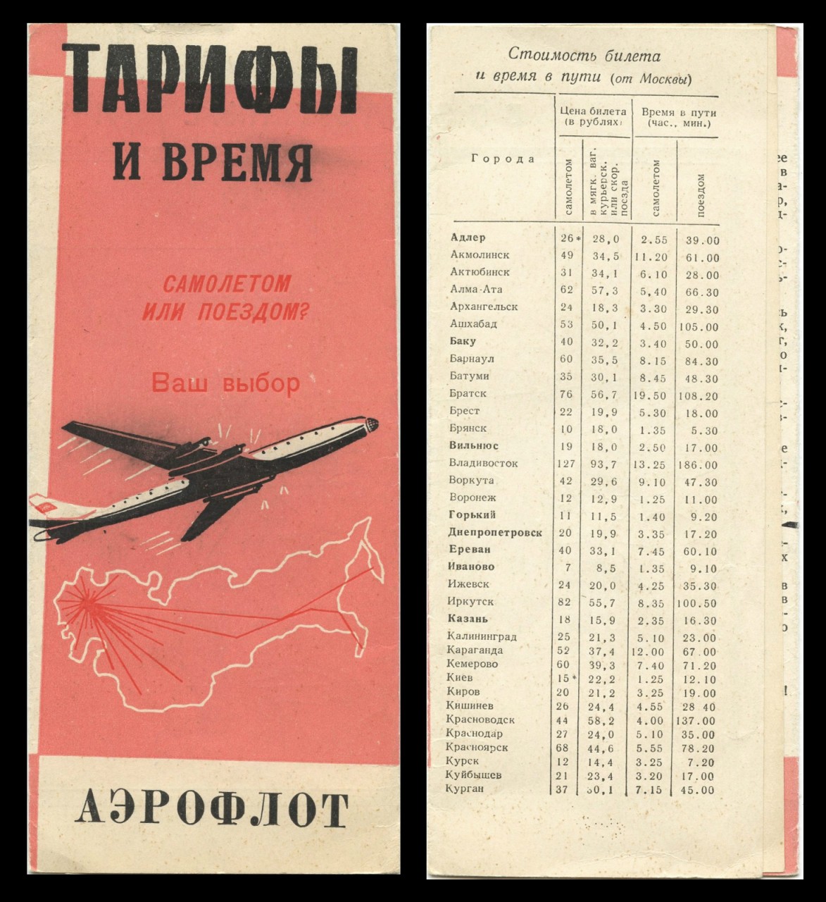 Начало 60-х. Самолетом или поездом ? – сравнение цен и времени дальние дали