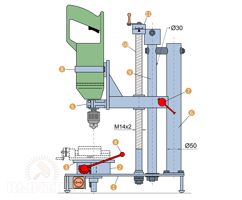 Сверлильный станок из рулевой рейки своими руками чертежи с размерами