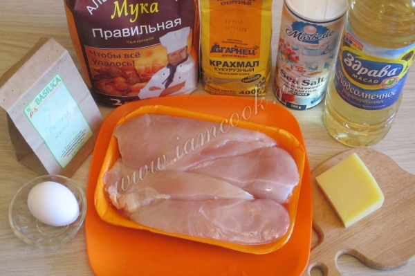 Ингредиенты для отбивных из куриного филе