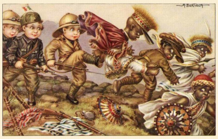 Серия итальянских открыток «Bambini coloniali» (1936 г.), художник Aurelio Bertiglia