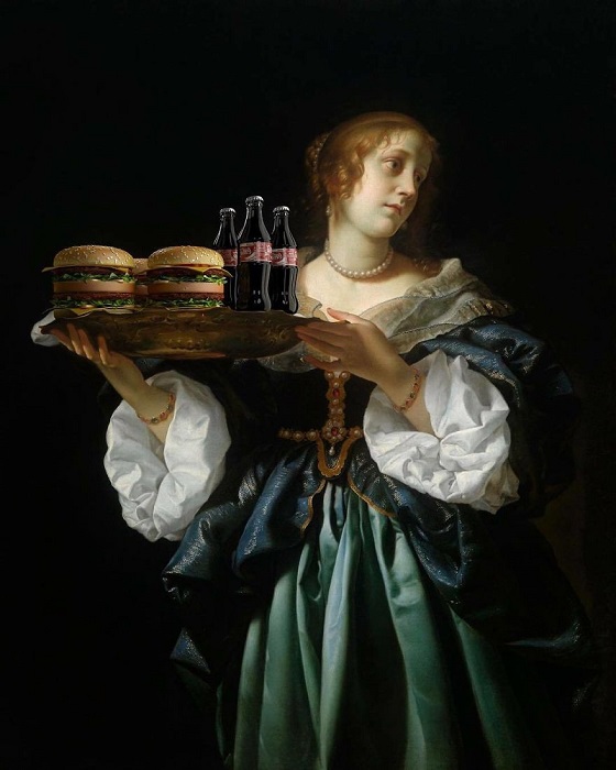 Для коллажа использована картина «Саломея с головой Иоанна Крестителя на блюде» итальянского художника Карло Дольчи (Carlo Dolci).