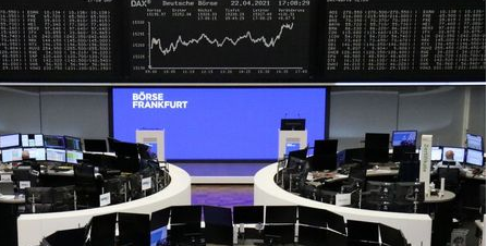 The German share price index DAX graph is pictured at the stock exchange in Frankfurt, Germany, April 22, 2021. REUTERS/Staff