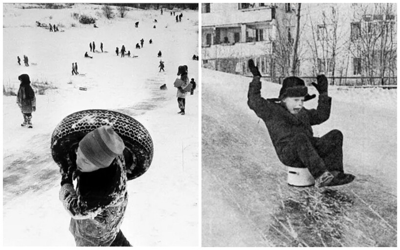 12 фото о том, как развлекались советские дети зимой дети,зима,развлечения,фото