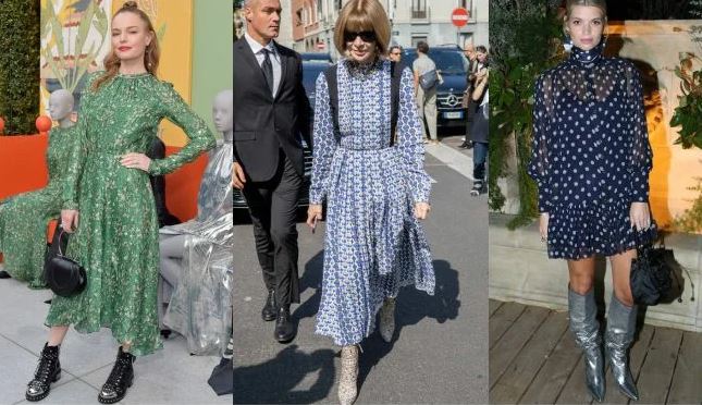 Как модно носить платья с сапогами: Учимся у знаменитых модниц