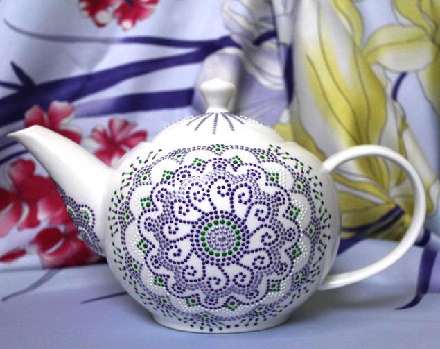 Красивая точечная роспись заварочного чайника: мастер-класс и идеи мастер-класс,роспись,рукоделие