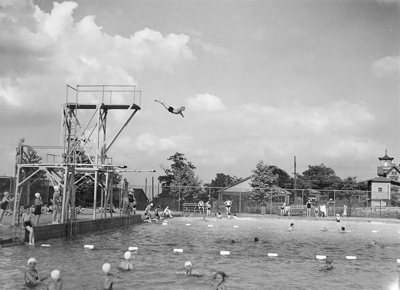 Захватывающие старинные фото купания в открытых бассейнах Нью-Йорка в 1930-х Путешествия,фото