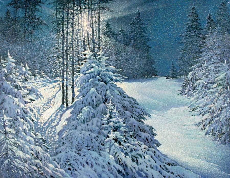  Крылов Владимир. Лунный свет в зимнем лесу