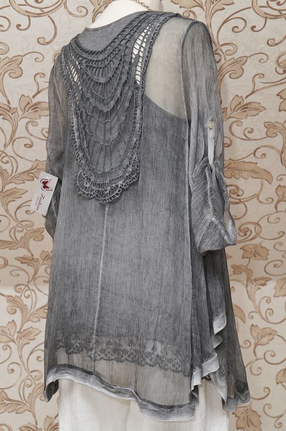 DIVERSE GREY 2PIECE TUNIC DRESS BOHO LAGENLOOK TOP WITH BEAUTIFUL EMBROIDERY | eBay | back: 