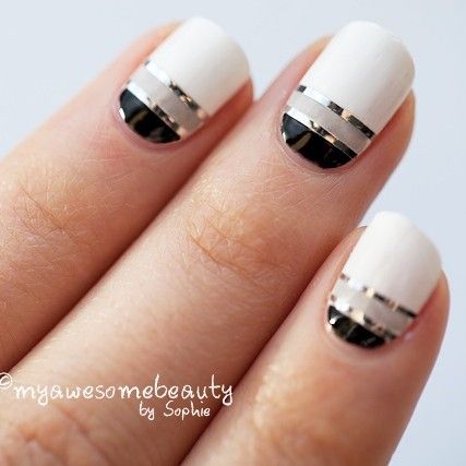 uñas blancas con negro - Buscar con Google