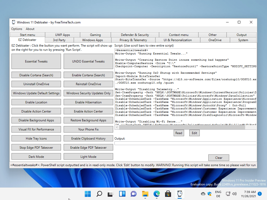 Windows 11 Debloater — мощный, но запутанный твикер 33