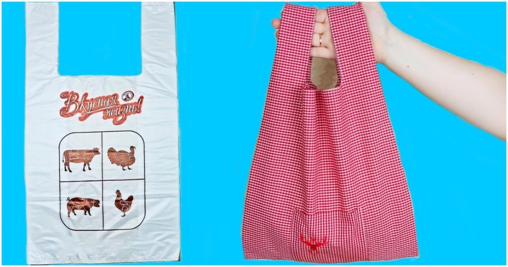 Практичная и вместительная сумка для покупок из старой рубашки мастер-класс,шитье