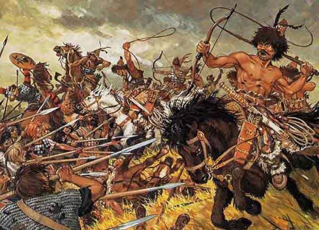 Нашествие гуннов. Современная иллюстрация.