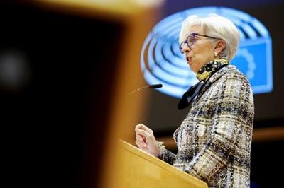 European Central Bank (ECB) President Christine Lagarde addresses European lawmakers during a plenary session at the European Parliament in Brussels, Belgium February 8, 2021. Olivier Matthys/Pool via REUTERS