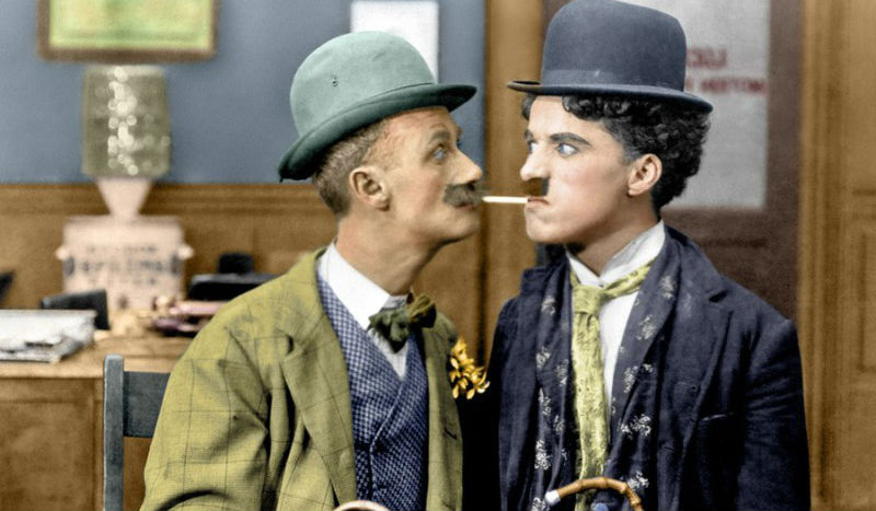 Цветные фотографии Чарли Чаплина в 1910-30 годах