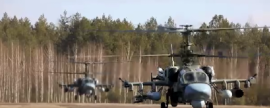 Минобороны РФ опубликовало видео удара вертолетов по бронетехнике ВСУ