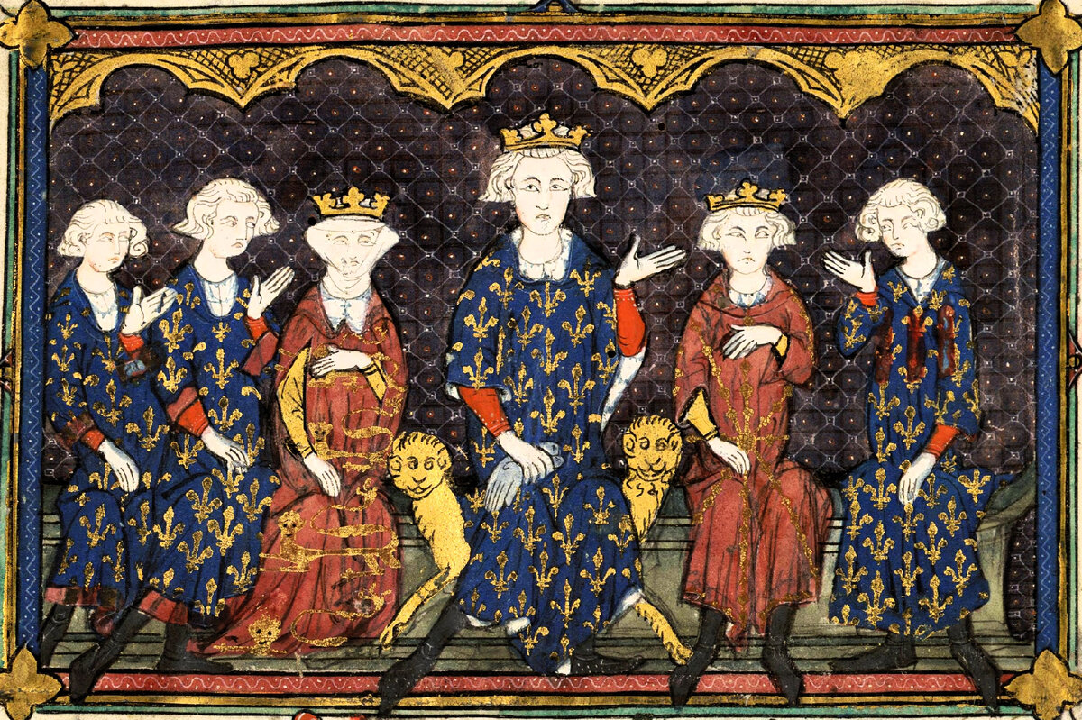«Король Филипп IV Красивый с тремя сыновьями, дочерью Изабеллой и братом Карлом Валуа», XIV век, неизвестный художник