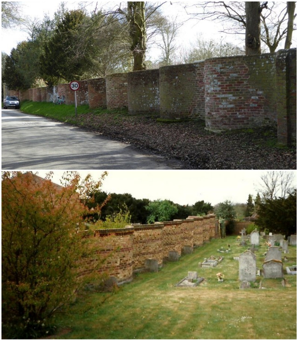 В графстве Суффолк до сих пор можно увидеть извилистые заборы ограждающие даже дороги и кладбища. | Фото: geograph.org.uk/ ih0.redbubble.net.