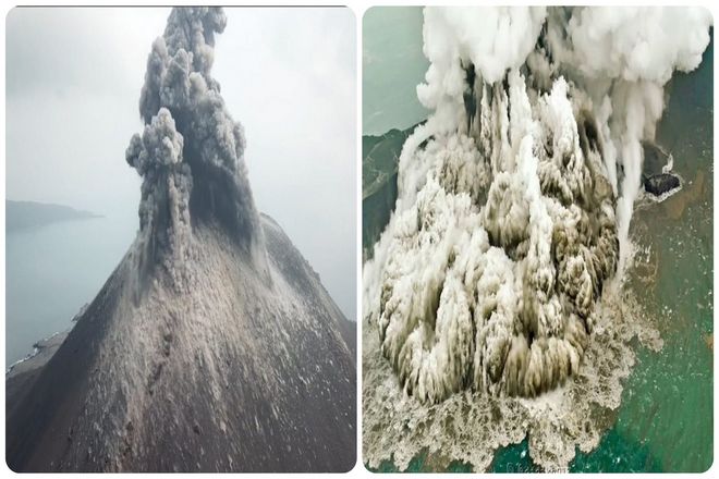В результате взрыва Кракатау в атмосферу было выброшено огромное количество пепла и различных газов