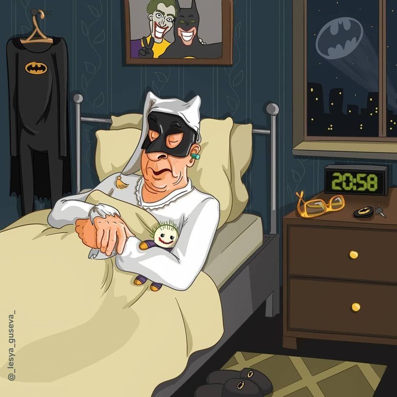 4. Бэтмен искусство, пенсия, рисунок, супергерои, художница