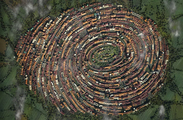 В Германии «построили» деревню в виде отпечатка пальца