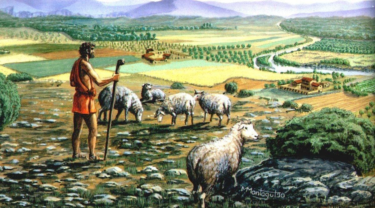 Древнеримский пастух. Современная иллюстрация.