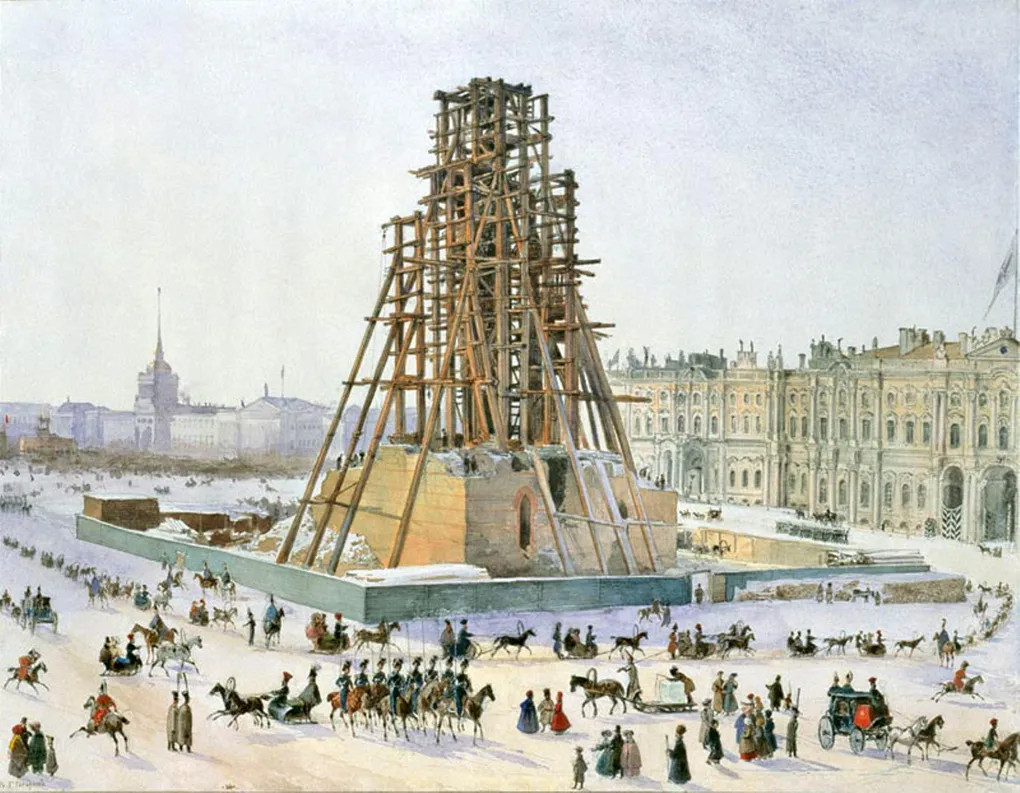 Григорий Гагарин. Александрийская колонна в лесах. 1832. Государственный Эрмитаж, Санкт-Петербург