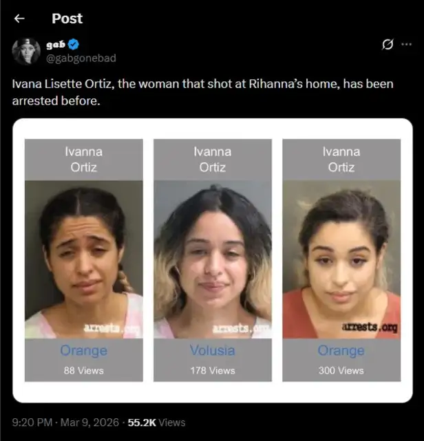 Подозреваемая в стрельбе в Рианну не признает себя виновной в покушении на убийство Ортис, Рианны, марта, оружия, покушении, находилась, когда, полуавтоматического, происшествия, обвинений, более, февраля, стрельбы, после, ЛосАнджелеса, убийство, также, снова, стрельбе, ЛосАнджелесе