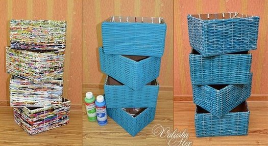 Плетенная корзинка из газетных трубочек Плетенная корзинка из газетных трубочек поделки,самоделки,своими руками,сделай сам,творчество