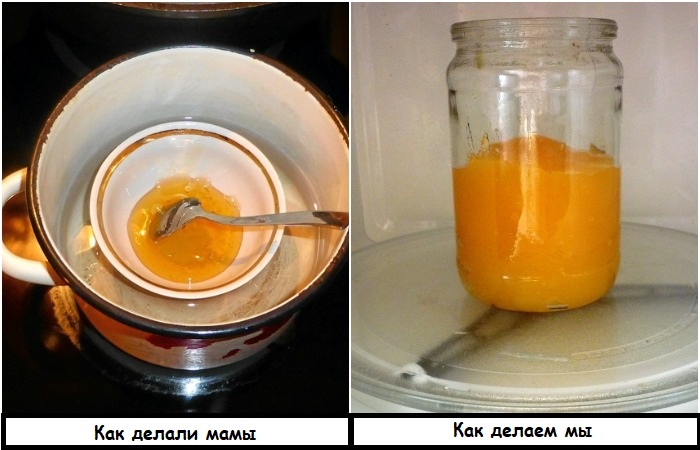 Мед можно растопить на водяной бане или в микроволновке