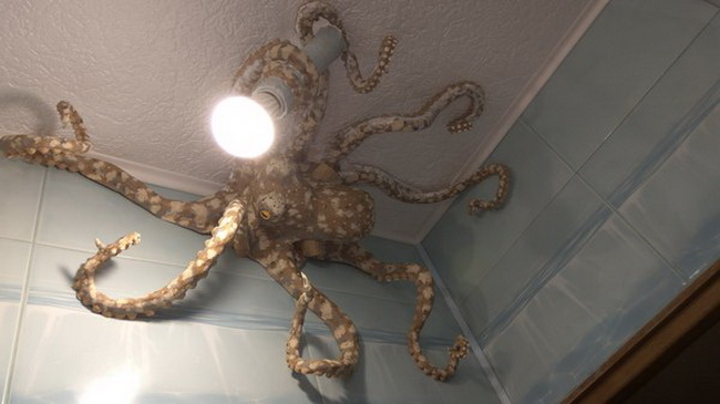 Лампа в виде осьминога из папье-маше своими руками интерьер,своими руками,сделай сам