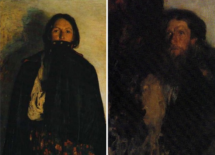 «Крестьянка, закрывающая свиткой рот». 1894г. / Портрет отца художника. Автор: Ф.Малявин.