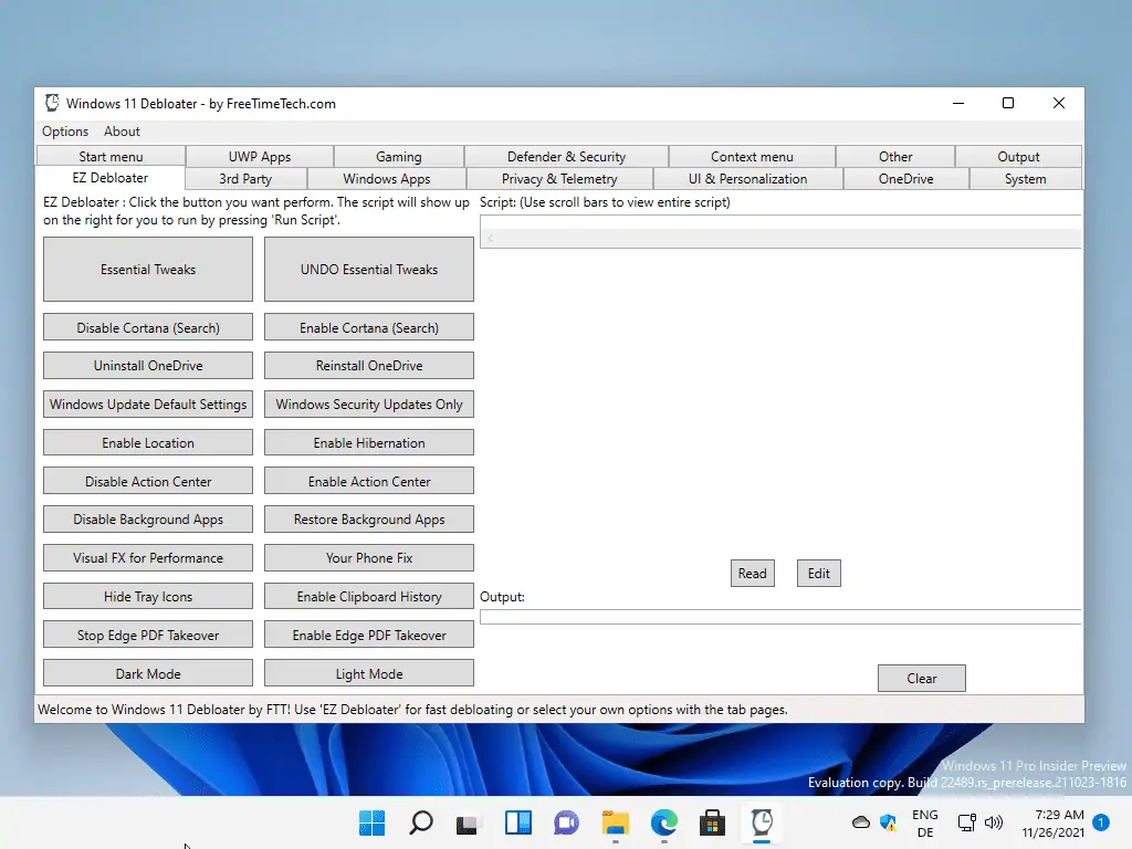 Windows 11 Debloater — мощный, но запутанный твикер 32