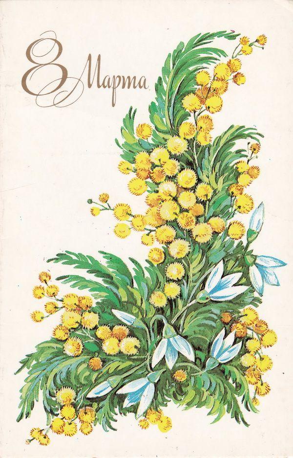 Винтажная открытка с веткой сирени