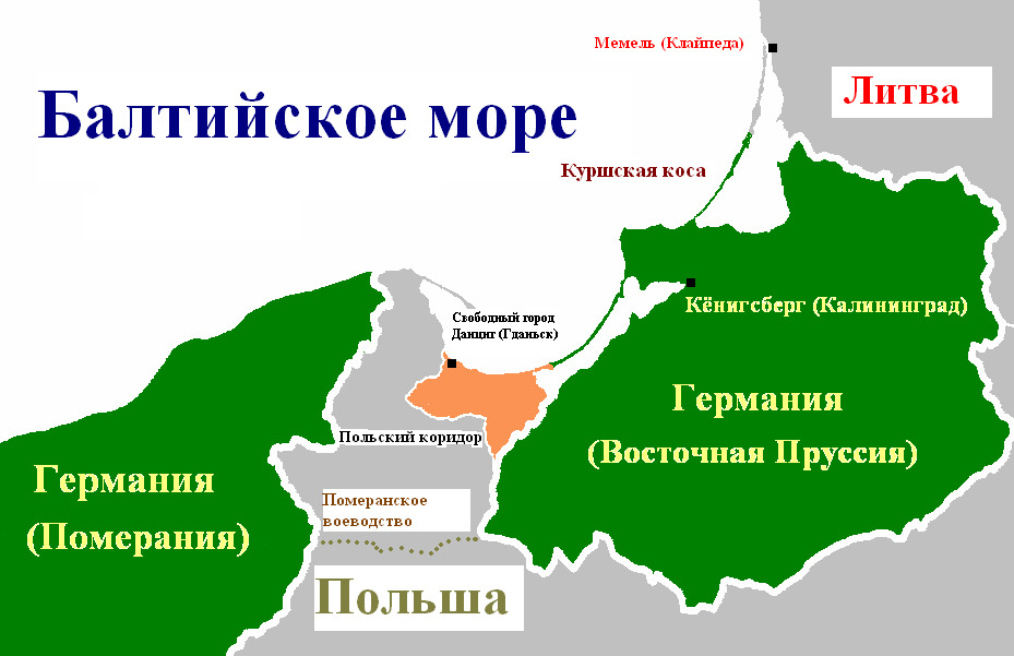 Карта польши и литвы и калининградской области